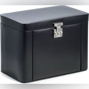 Bey-Berk Lizard Print Leather Jewelry Box - Black